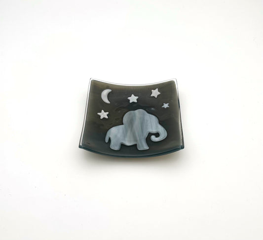Square Dish Medium Gray Elephant Stars Moon