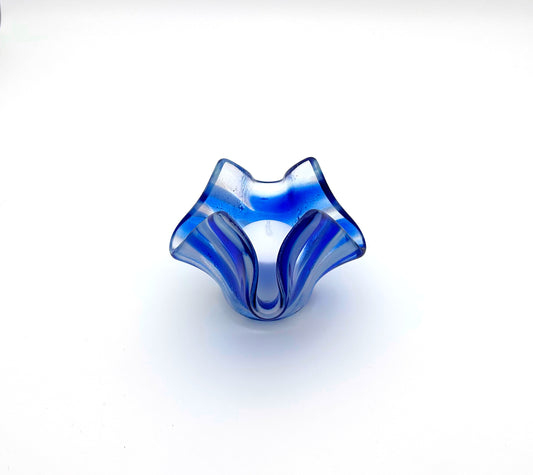 Votive Transparent Blue and White Wispy