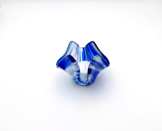Votive Transparent Blue and White Wispy