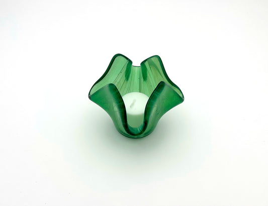 Votive Transparent Green and White Wispy