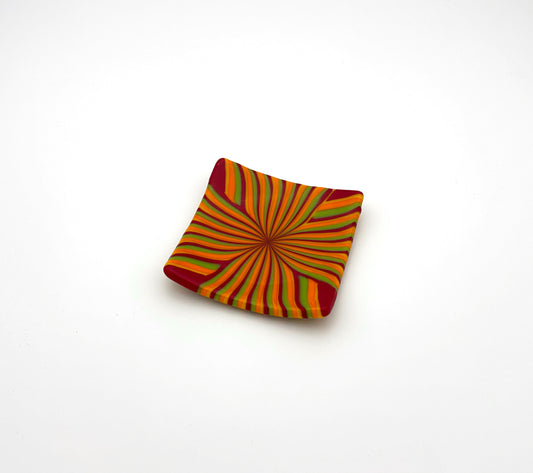Square Dish Red Green and Orange