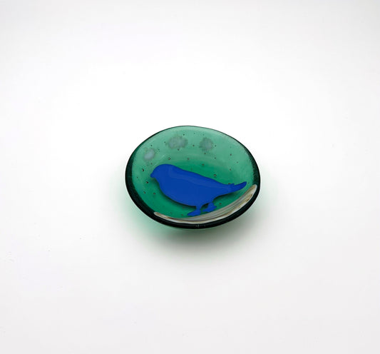 Bowl Medium Green with Bluebird