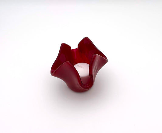 Votive Deep Red with Orange Wisps