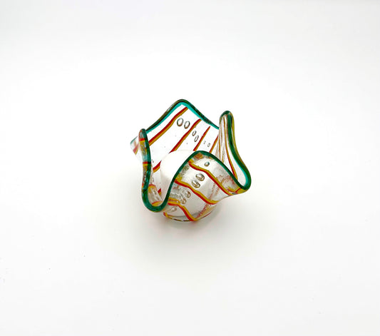 Votive Orange and Yellow Lines with Green Trim
