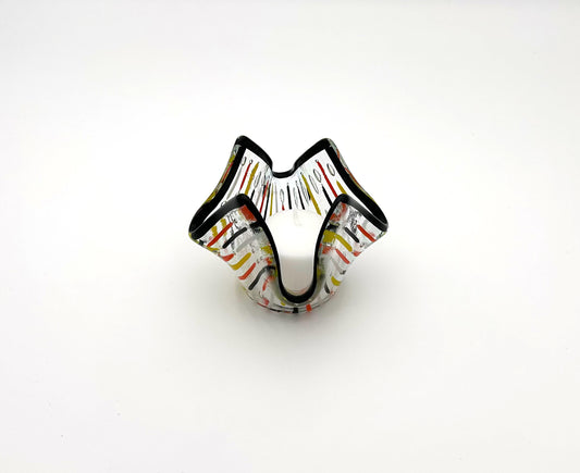 Votive Orange Yellow and Black Lines with Black Trim