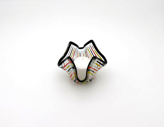 Votive Orange Yellow and Black Lines with Black Trim