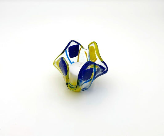 Votive Yellow and Blue Squares and Lines