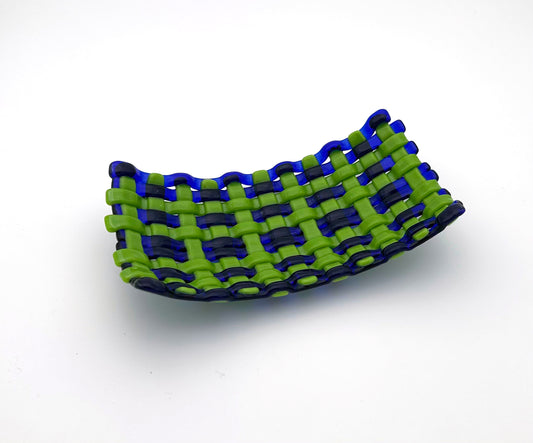 Woven Dish Medium Blue and Green