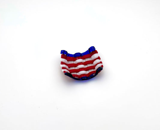 Woven Dish Very Small Red White Blue
