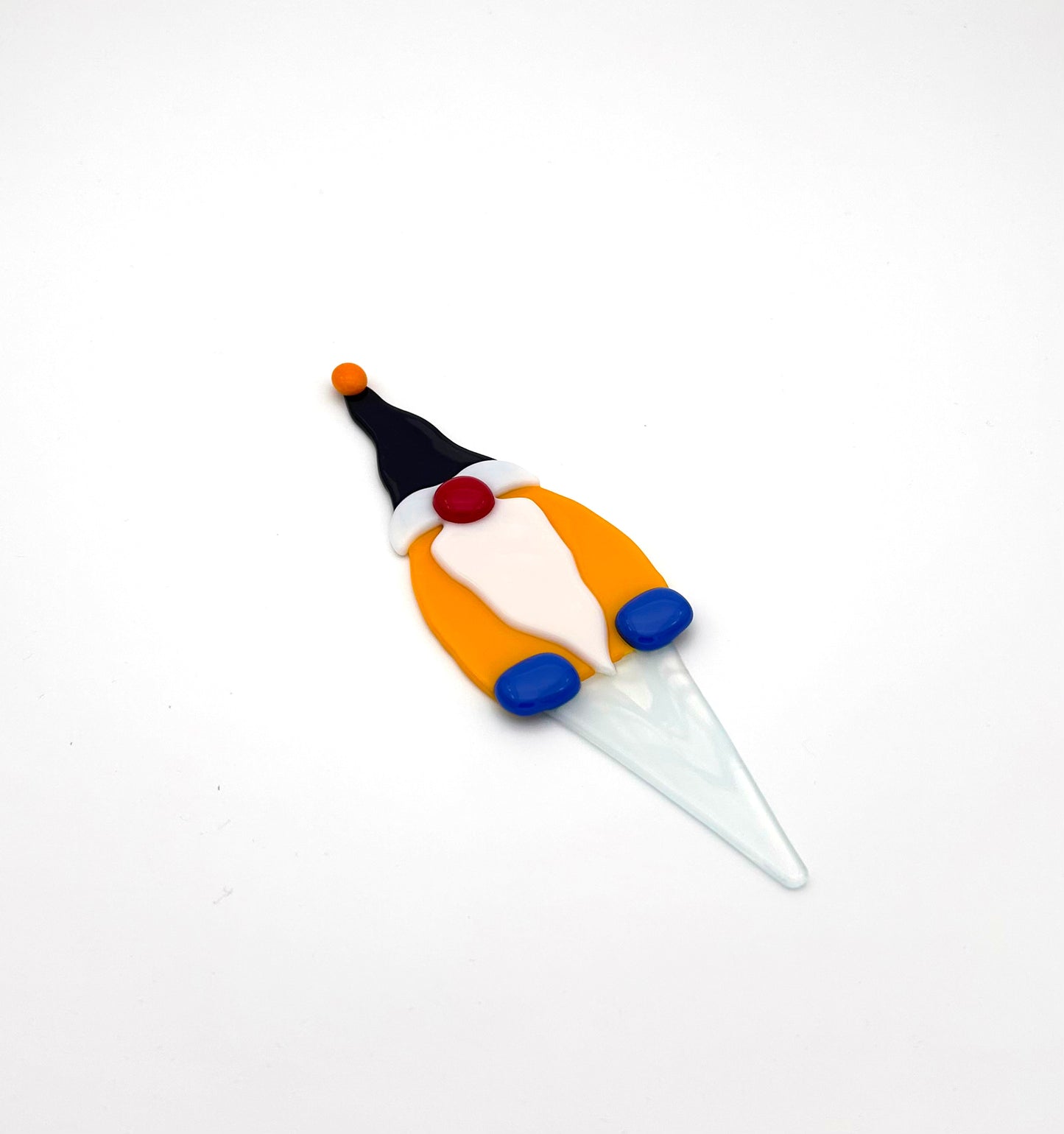 Garden Art Gnome Yellow Purple Cap and With Orange Ball