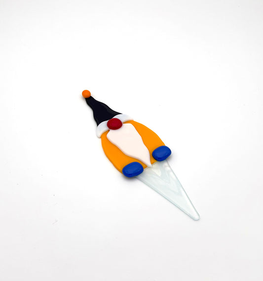 Garden Art Gnome Yellow Purple Cap and With Orange Ball