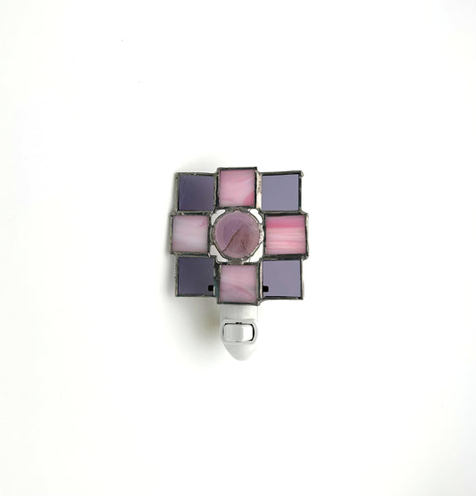 Night Light Stained Glass Pink and Purple Squares