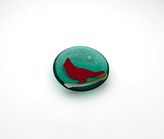 Bowl Medium Green with Cardinal
