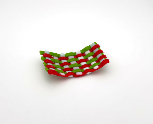 Woven Dish Small Green Red White