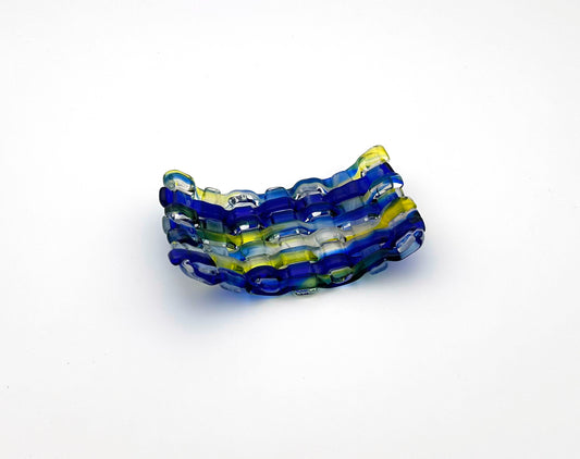 Woven Dish Small Blue Yellow Clear