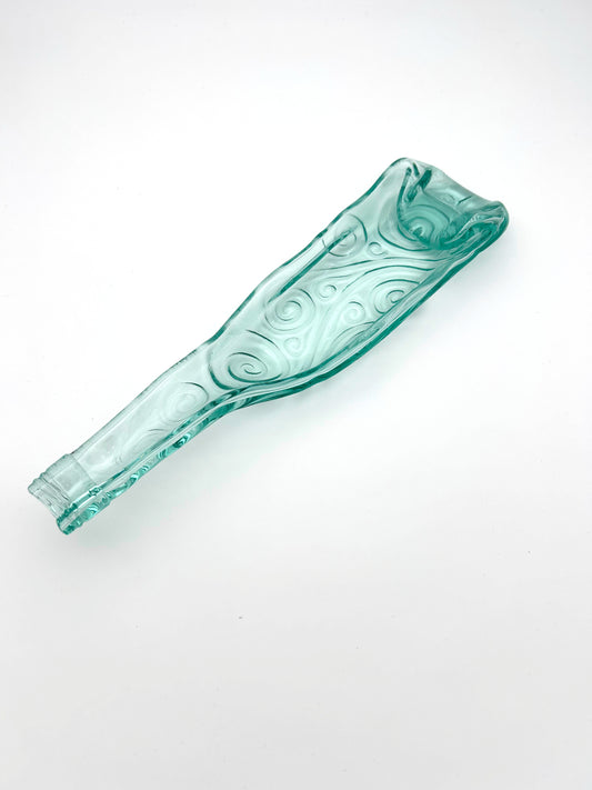 Melted Bottle Tray Light Green Swirls