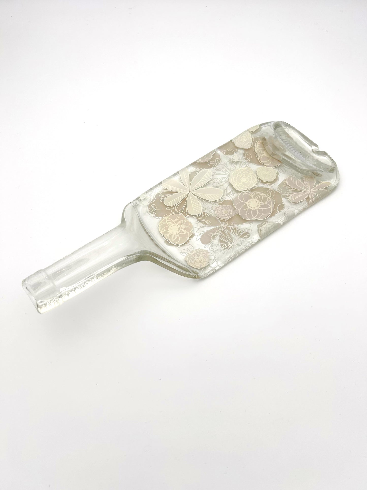 Melted Bottle Tray Clear White Florettes