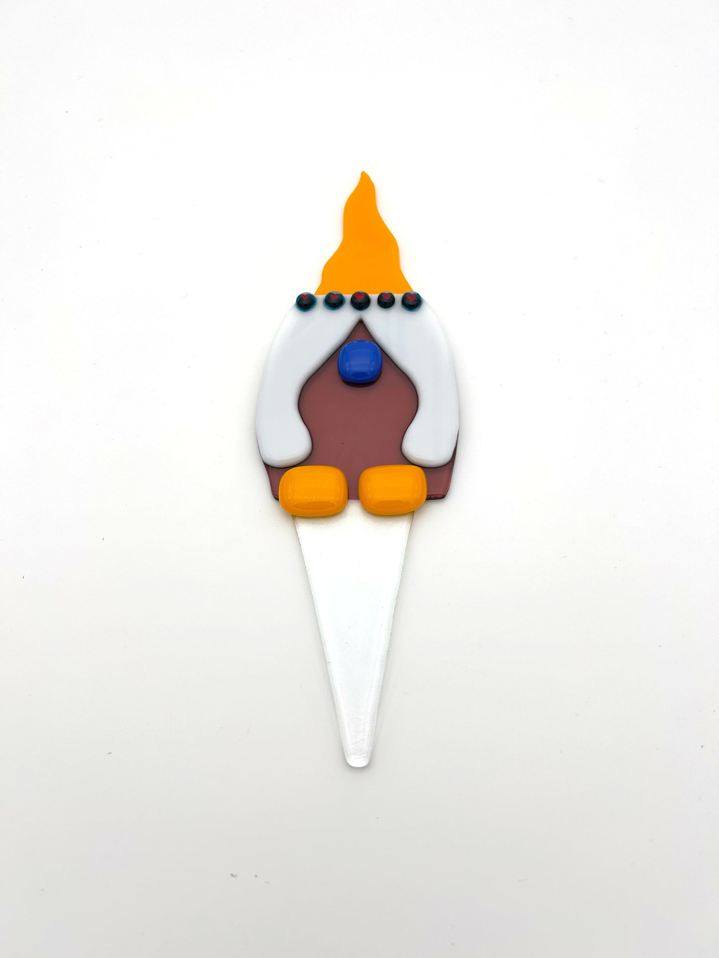 Garden Art Gnome Girl Purple Coat Yellow Hat