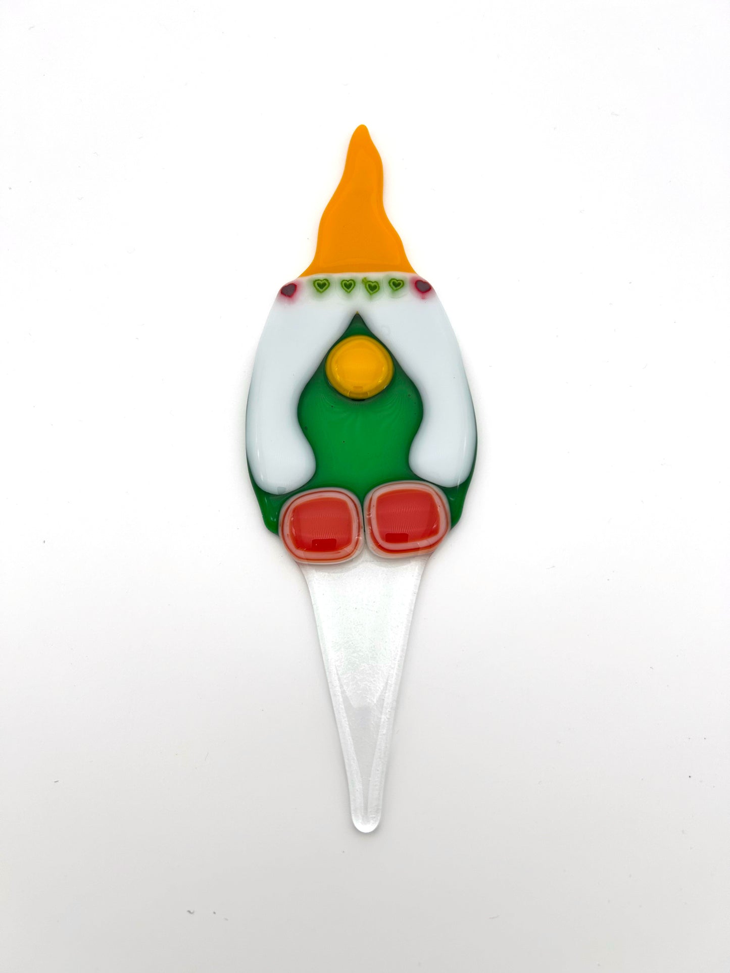 Garden Art Gnome Girl Green Coat Yellow Hat