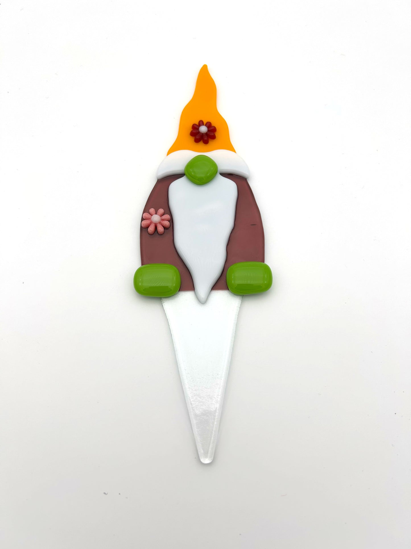 Garden Art Gnome Purple Coat Yellow Hat with Flowers