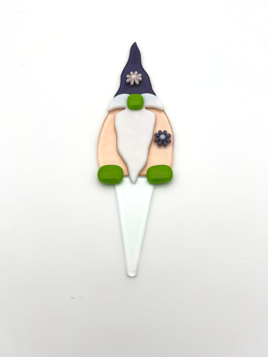 Garden Art Gnome Pink Coat Purple Hat with Flowers