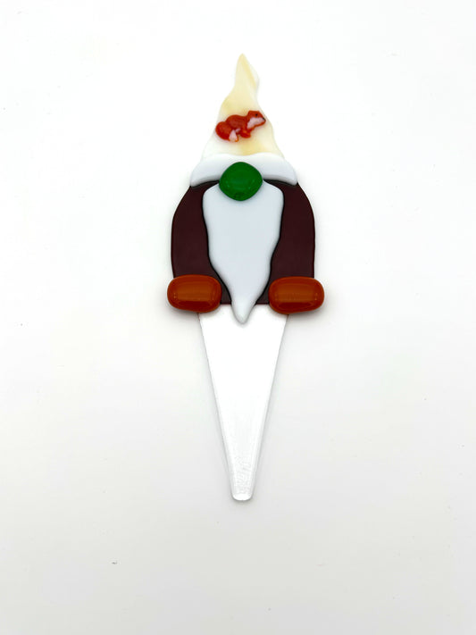 Garden Art Gnome Purple Coat White Hat with Fox