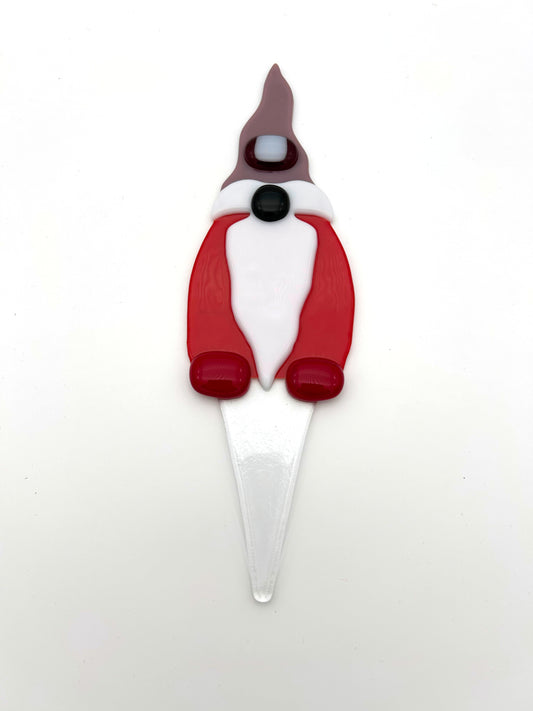 Garden Art Gnome Red Coat Purple Hat with Red White Dot