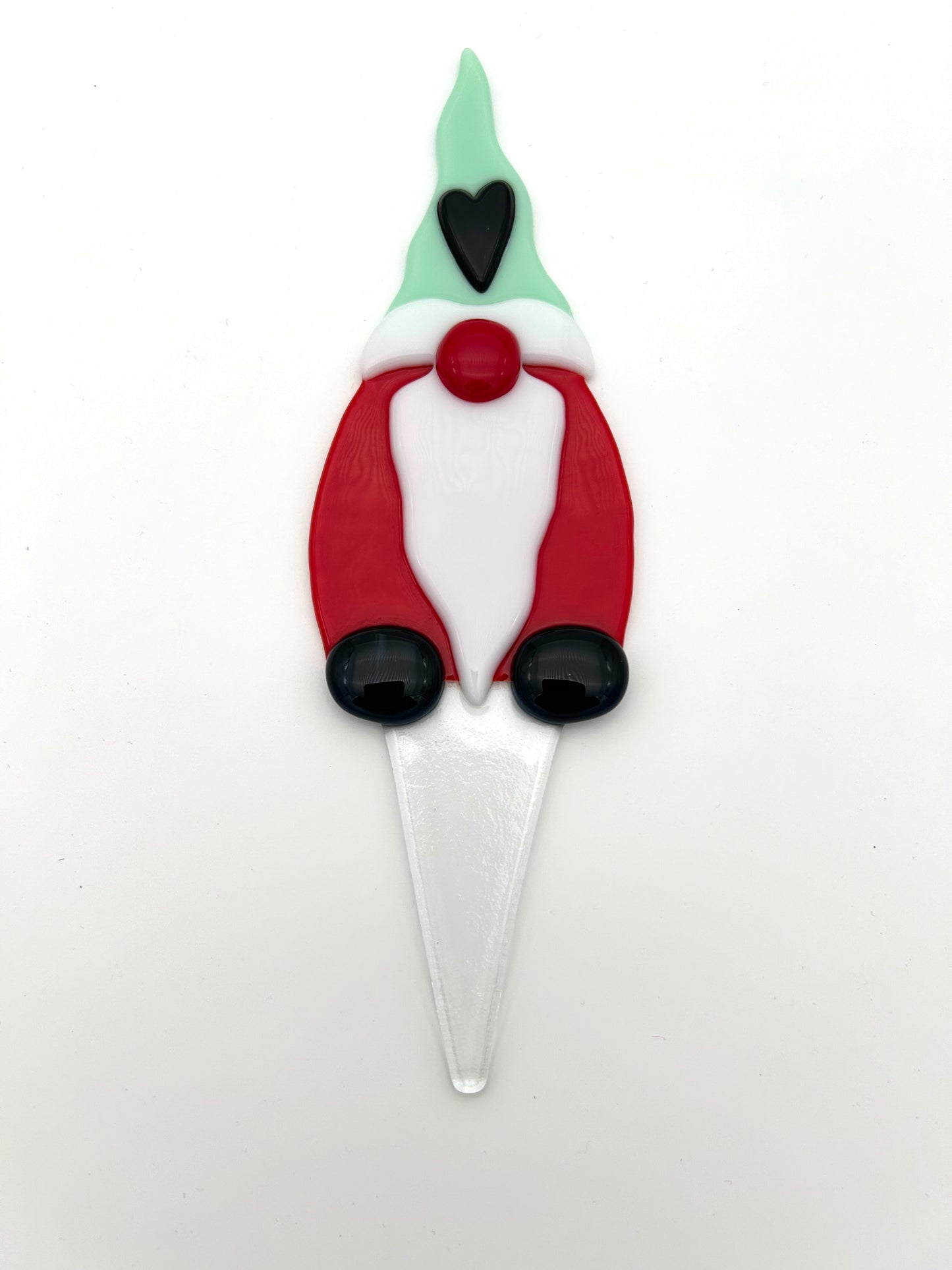 Garden Art Gnome Red Coat Green Hat with Black Heart