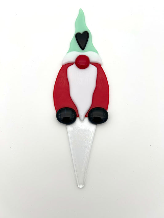 Garden Art Gnome Red Coat Green Hat with Black Heart